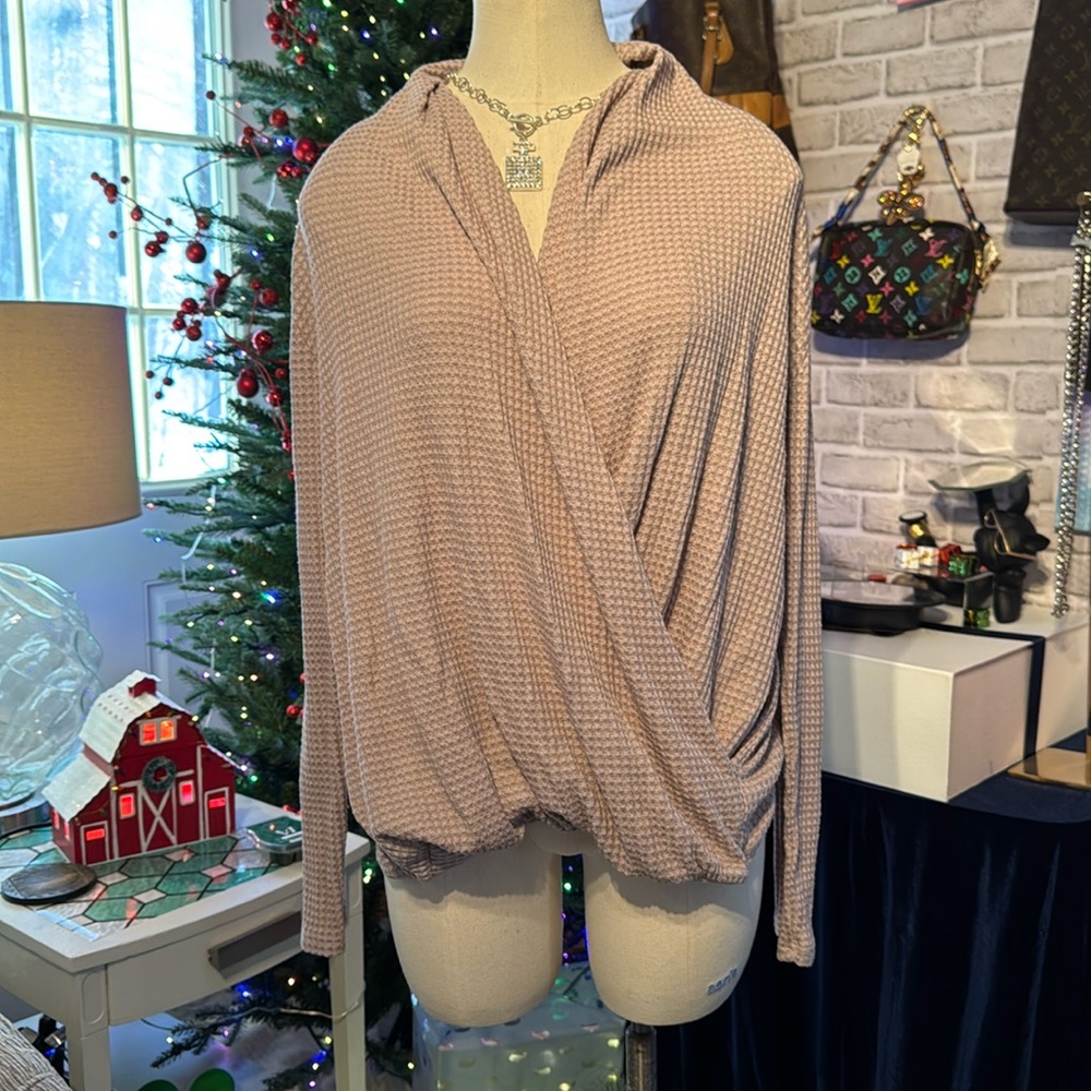 2 for $20 Twist front Woman Mauve cross Blouse long sleeve